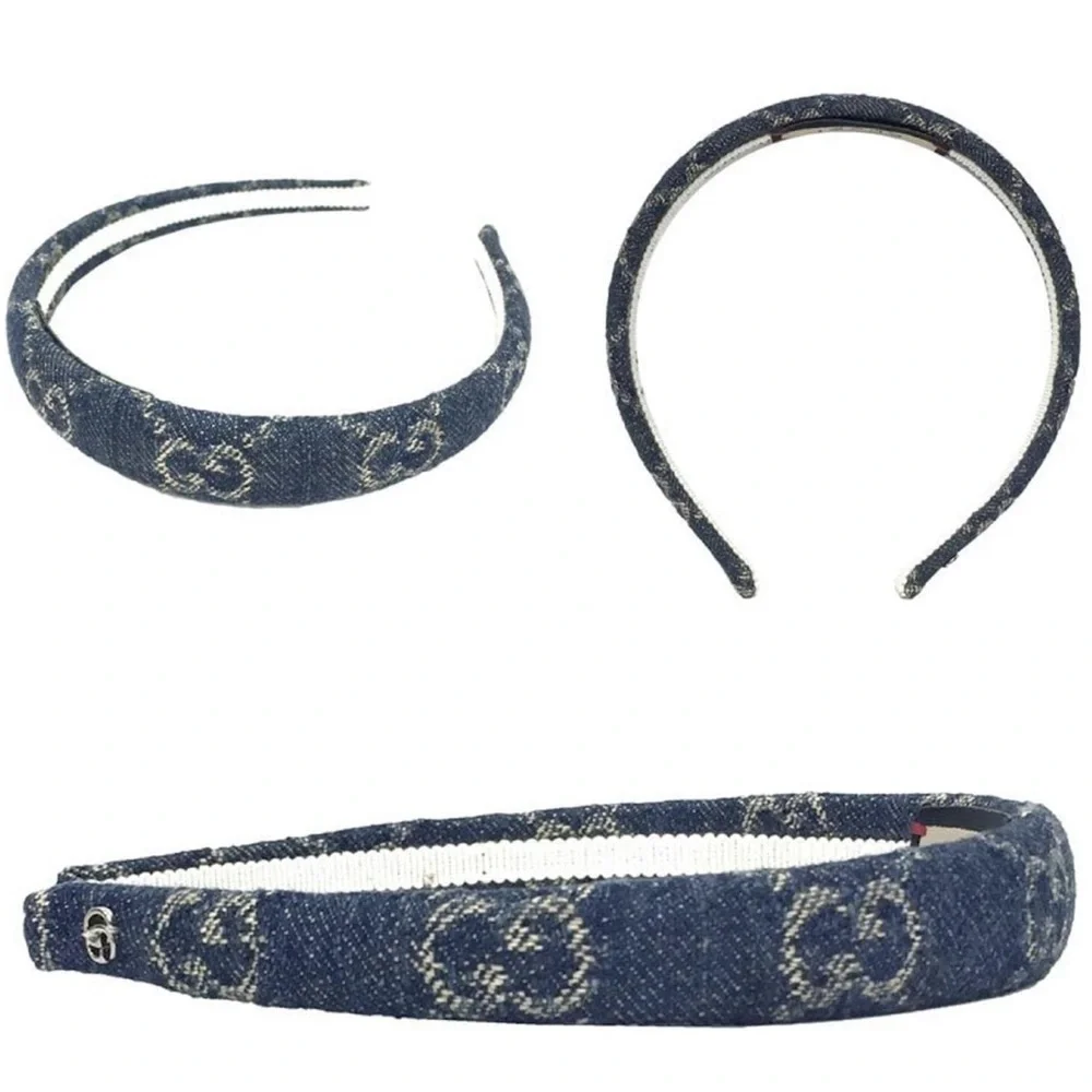Gucci Blue Denim GG Supreme Monogram Headband